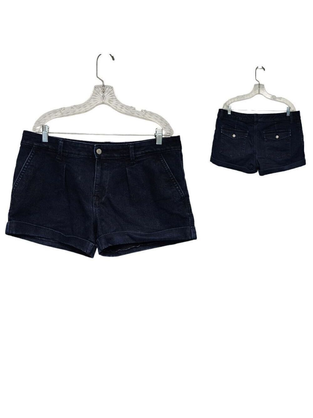 Gap 1969  Jean‎ Shorts Pleated Cuffed Dark Stretch Size  34/14r